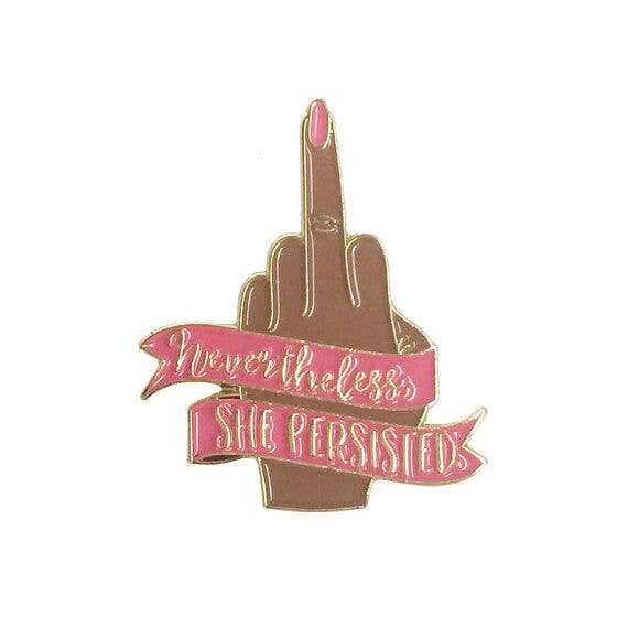 1.25'' Nevertheless She Persisted in Chocolate Enamel Pin